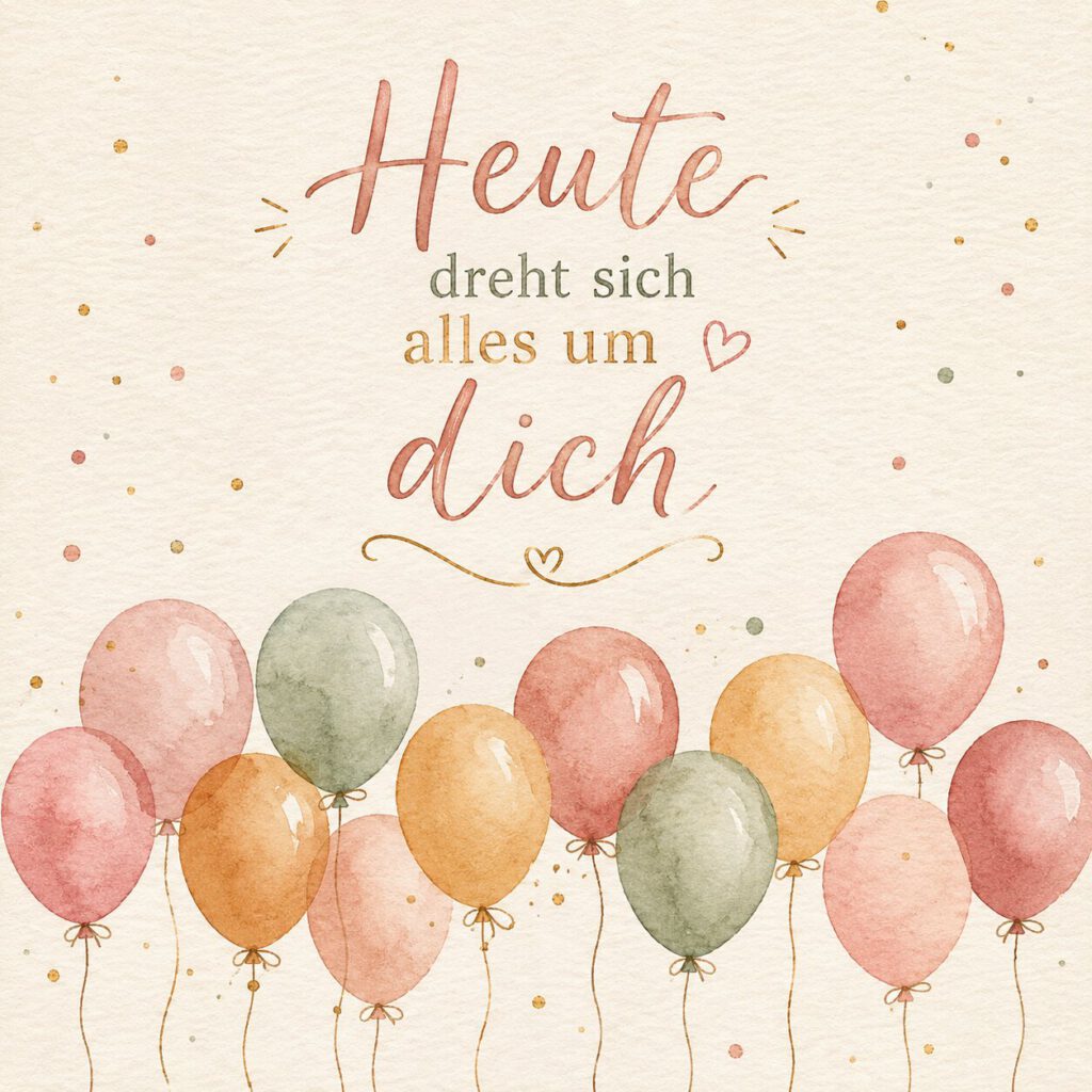 Bunte Aquarell-Luftballons: Heute dreht sich alles um dich