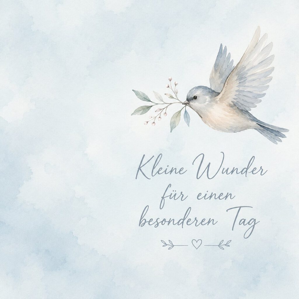 Aquarell-Vogel mit Zweig im Schnabel: Kleine Wunder für einen besonderen Tag
