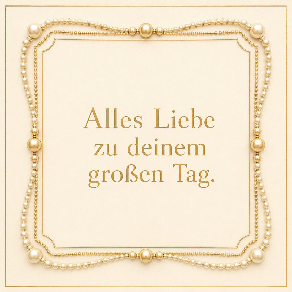 Perlenrahmen auf Creme: Alles Liebe zu deinem großen Tag