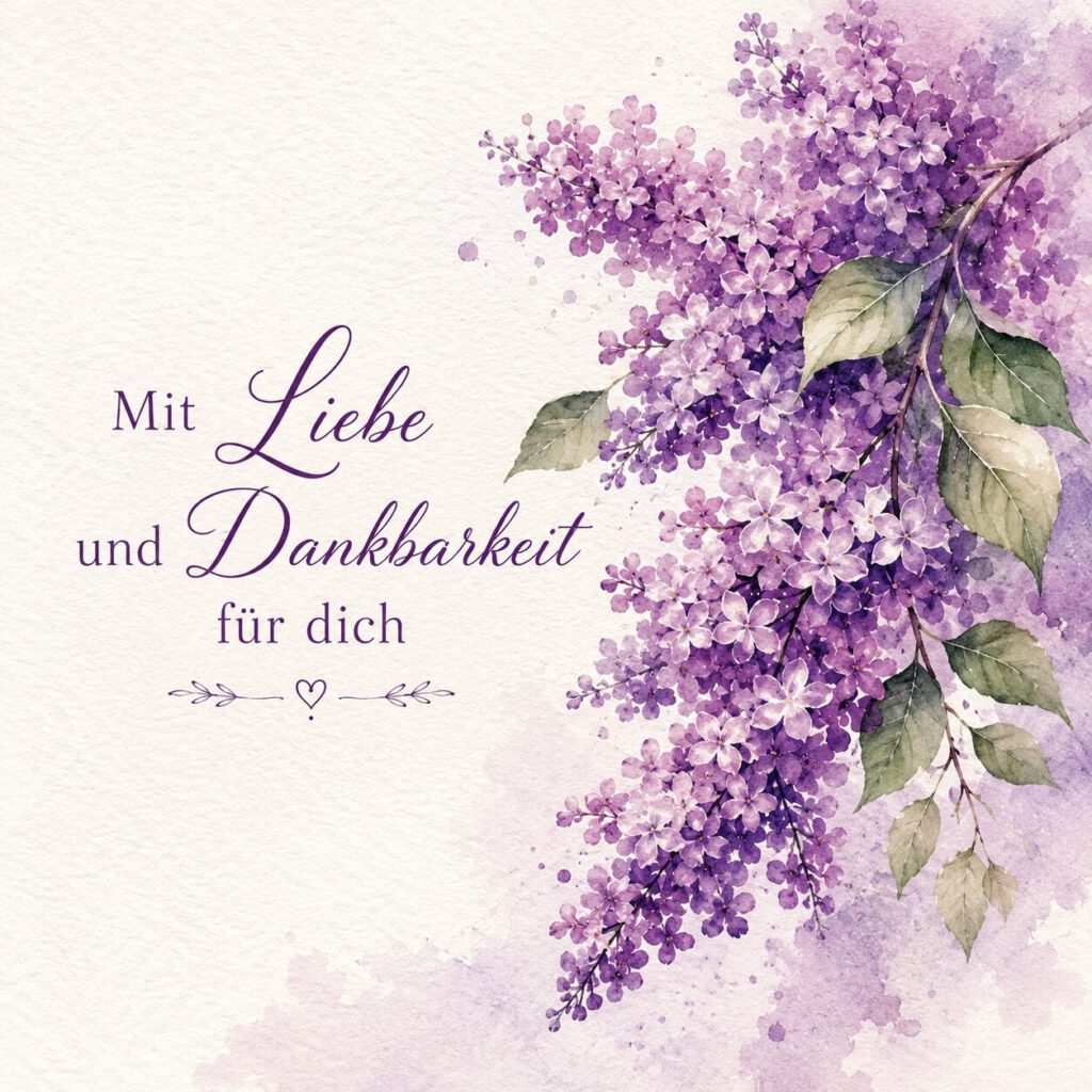 Fliederzweig: Mit Liebe und Dankbarkeit für dich
