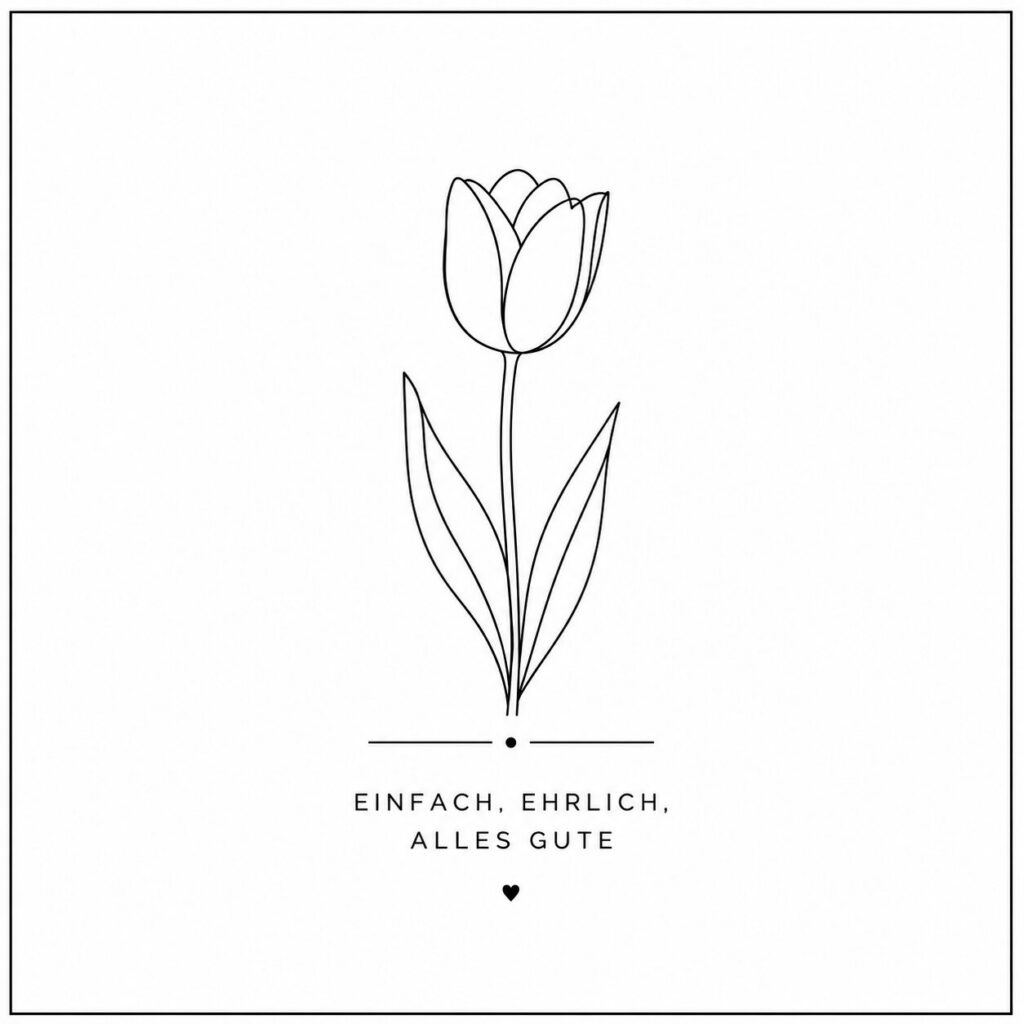 Minimalistische Tulpen-Linienzeichnung: Einfach, ehrlich, alles Gute