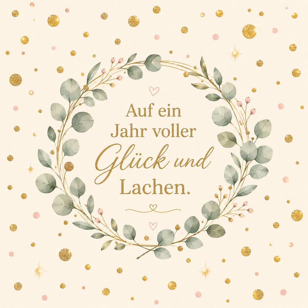 Eukalyptuskranz mit goldenen Konfetti-Punkten: Auf ein Jahr voller Glück und Lachen