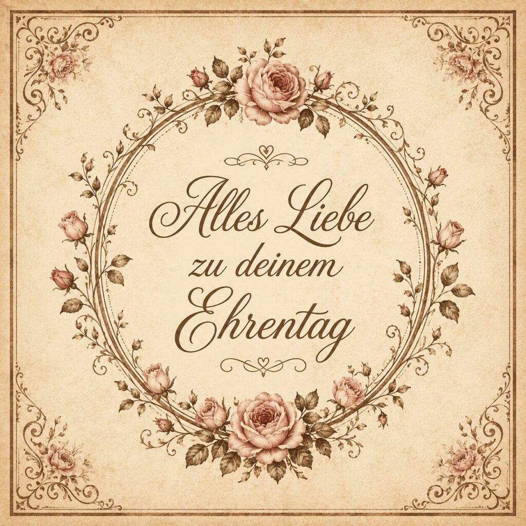 Vintage-Rosenrahmen: Alles Liebe zu deinem Ehrentag