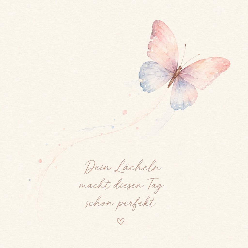 Aquarell-Schmetterling: Dein Lächeln macht diesen Tag schon perfekt